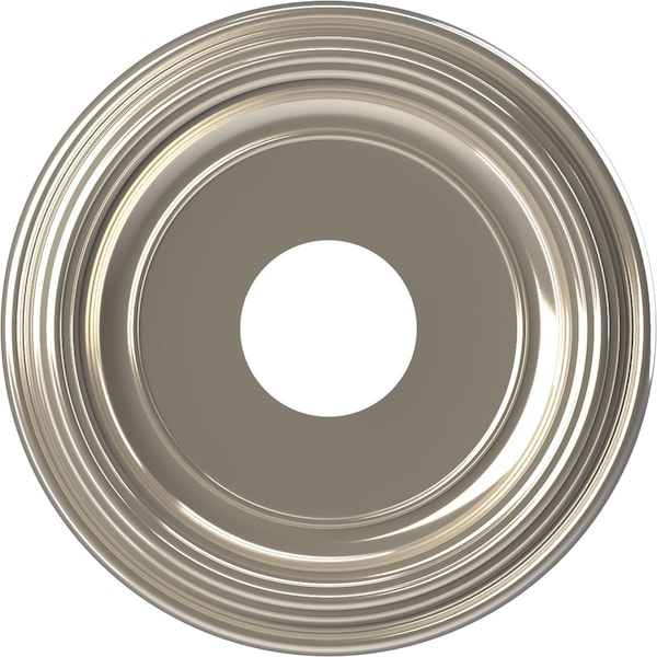 Ekena Millwork Traditional PVC Medallion (Canopies up to 7 1/2"), 13"OD x 3 1/2"ID x 1 1/4"P, Bright Coat Chrome CMP13TRBCR - main